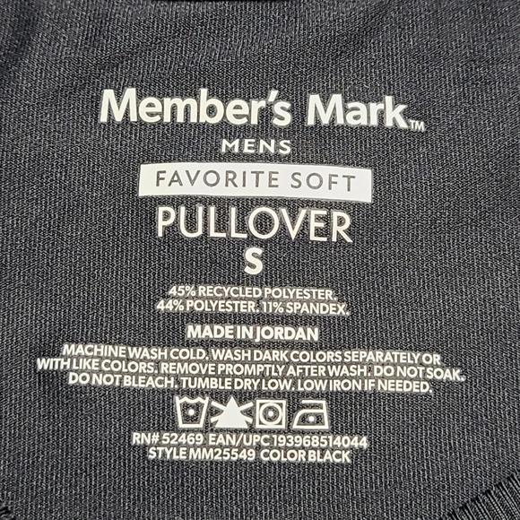Member's Mark Favorite Soft Pullover Mens S Black Moisture Wicking Athleisure - Picture 4 of 8